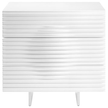 Casabianca Home Moon Dresser With High Gloss White Finish CB-4995-3N-WH