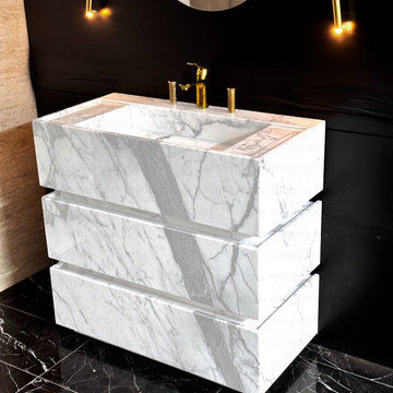 Statuary White Marble Sink Vanity Unit for Clementine