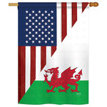 Breeze Decor - US Wales Friendship Flags of the World, Everyday Vertical House Flag 28"x40" - US Friendship House Flag