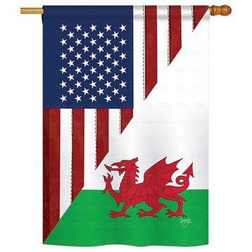 US Wales Friendship Flags of the World, Everyday Vertical House Flag 28"x40"