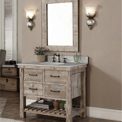 Accos 36 inch Rustic Bathroom Vanity Quartz White Marble Top - Bathroom Vanities And Sink Consoles