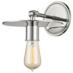 Hudson Valley Lighting - Walker, 1 Light, Wall Sconce, Polished Nickel Finish - Walker provides quality and versatility. Its shade is made of a thick heavy metal disc. A recessed detail to the cast backplate highlights the weight and solidity of the piece. Just above the shade, Walker has a swivel which allows you to move its Edison-style Bulbs (Not Included) into the direction you desire.