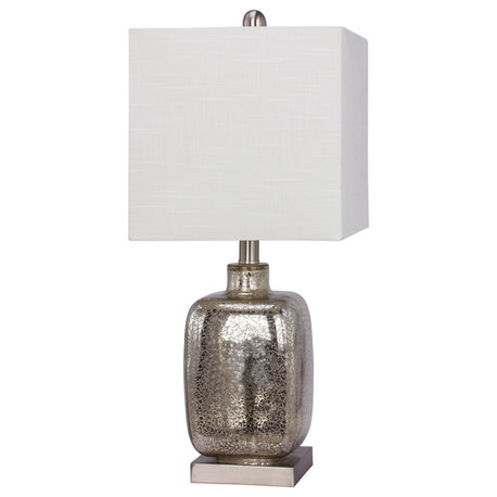 Fangio Lighting's 22" Glass and Metal Table Lamp, Silver