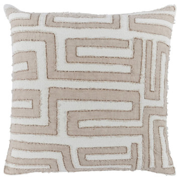 Mia Knitted 22" x 22" Throw Pillow, Natural Ivory