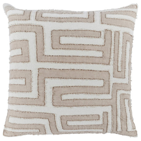 Mia Knitted 22" x 22" Throw Pillow, Natural Ivory