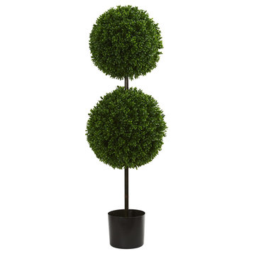 3.5" Boxwood Double Ball Artificial Topiary Tree UV Resistant, Indoor/Outdoor