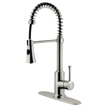 Brushed Nickel Finish Pull-Down Kitchen Faucet LK9B, 1 Hole, 3 Holes