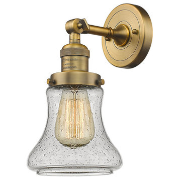 Bellmont 1-Light Sconce, Seedy Glass, Brushed Brass