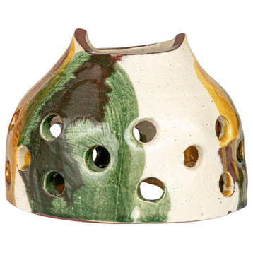 Decorative Terra-cotta Vase With Circle Cut-Outs, Multicolor