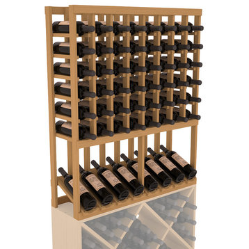 High Reveal Wine Rack Display, Pine, Oak Stain