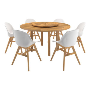 Large 20 Teak Lazy Susan Turntable With 2 Umbrella Hole Contemporary Serving Trays By Teak Deals