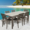 Medici 7 Pc Aluminum Modern Outdoor Patio Furniture Dining Table and Chairl Set