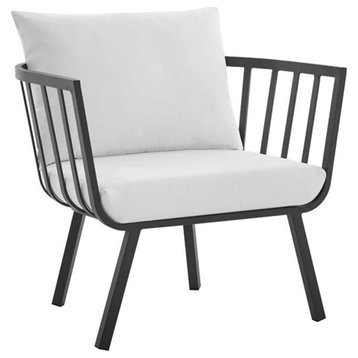 Modway Riverside Outdoor Patio Aluminum Armchair in Gray/White