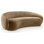 Meridian Furniture - Emery Upholstered Sofa, Beige, Velvet, Sofa - Drift away into a cloud of comfort with the Emery beige velvet sofa. Its soft, rounded curves and plush velvet upholstery create a truly indulgent seating experience. A timeless piece of furniture that exudes elegance and sophistication with its classic design that will never go out of style.