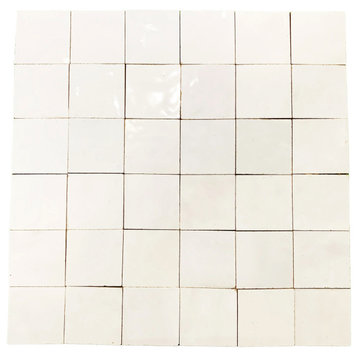 Contemporary Zellige White, 12"x12"x1/2" Panel