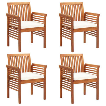 Vidaxl Patio Dining Chairs With Cushions 4-Piece Solid Wood Acacia