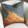Modern Copper Silver Web Abstract Throw Pillow, Patina Bronze Painting Textured