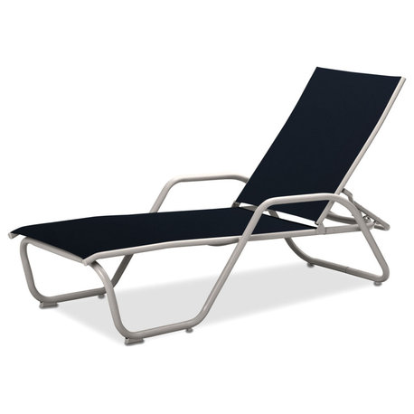 Gardenella Sling 4-Position Chaise, Textured White, Navy