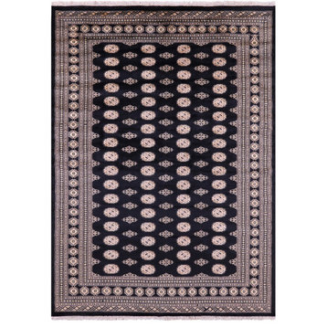 Black 7' 2" X 9' 8" Silky Bokhara Hand Knotted Rug - Q21937