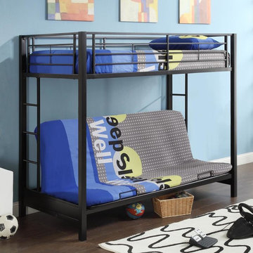 Sunset Twin over Futon Metal Bunk Bed | Black