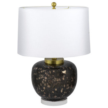 Amir Table Lamp, Black and Gold and White