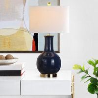 Safavieh White Ceramic Paris Lamp, Navy