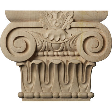 Small Bradford Roman Ionic Capital, Alder, 7"Wx3 7/8"BWx2"Dx5 5/8"H