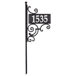 Whitehall Products - Nite Bright Ironwork Reflective Address Post Sign - Crafted to emulate the elegance of wrought iron, the Nite Bright Ironwork Reflective Address Post Sign is a quality and cost-effective solution to your addressing needs. This double-sided sign with its highly reflective 4" adhesive numbers supplies optimum visibility. The 3-piece post design offers two post height options: 60.5" or 41". Install your sign ornament to any fence post, column, or wall for an alternative display option!