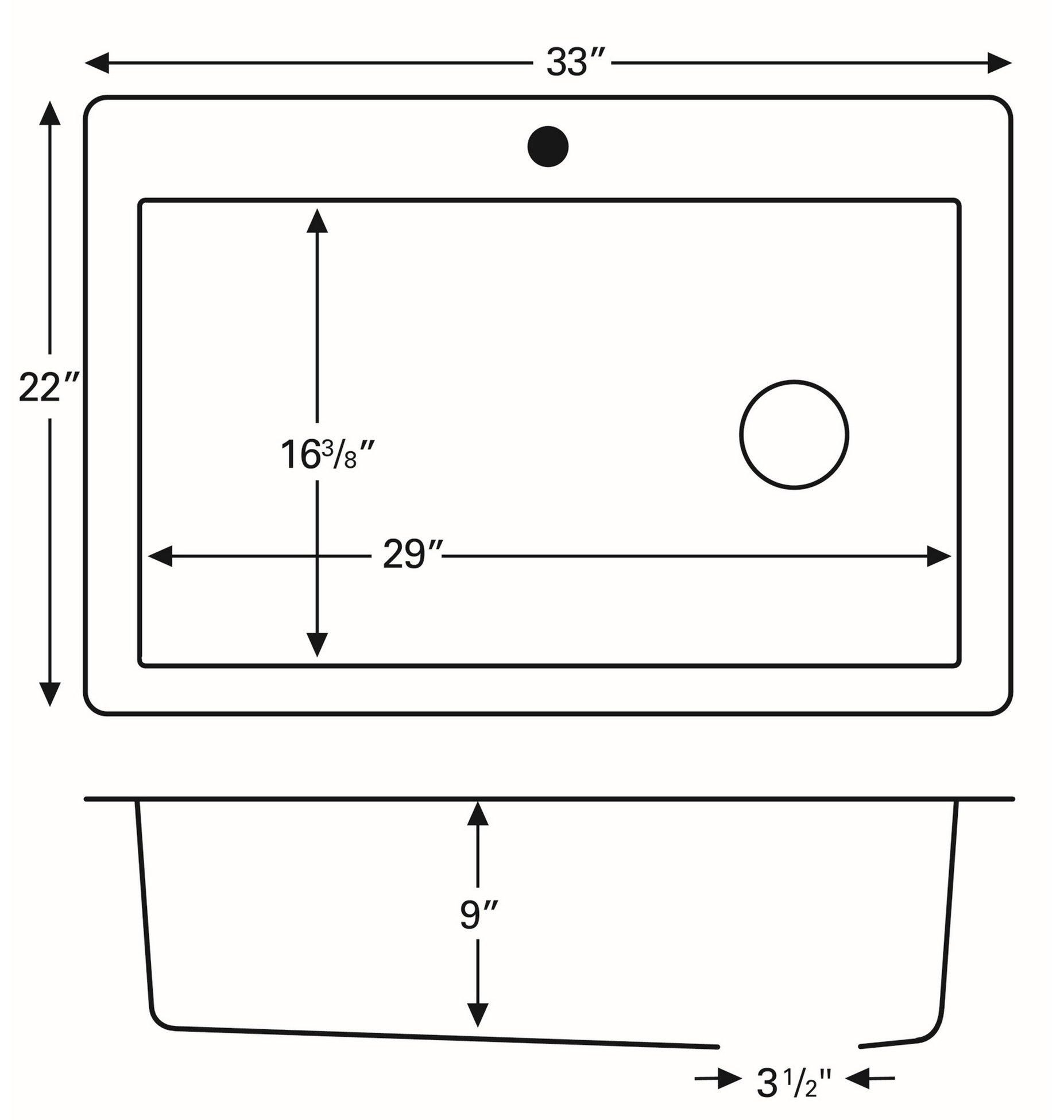 Karran Drop-In Quartz 33" 1-Hole Single Bowl Kitchen Sink, White