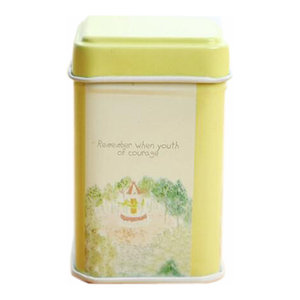 yellow tea coffee sugar jars