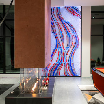 Unique glass mural artistic project with LED lights