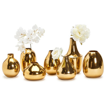 Set of 7 Gold-Plated Nickel Vases by Two's Company