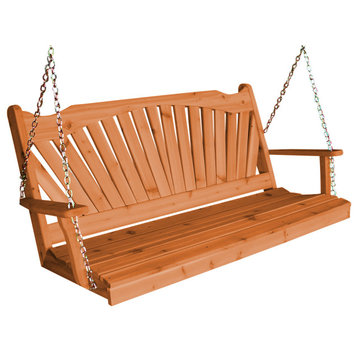 Cedar Fanback Porch Swing, Cedar Stain, 5 Foot