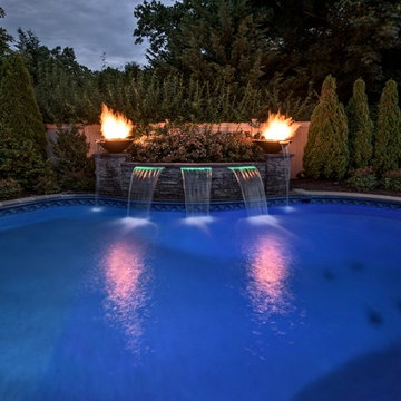 Custom swimming pool with water feature