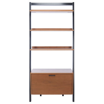 Lucia 3 Shelf 1 Door Etagere/Bookcase, Natural/Charcoal