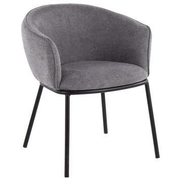 Ashland Chair, Black Steel, Gray Fabric