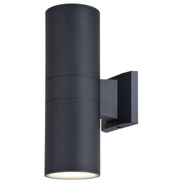 Chiasso Aluminum Integrated LED Black Outdoor Wall Lantern With Up Down Lighting