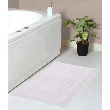 Opulent Reversible 100% Cotton Bath Rug Set, 21x34 Rectangle, White