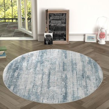 Chiara Rose Home and Kitchen Rubber Back Non-Skid/Slip Area Rug, 4'7" Round
