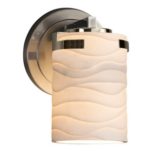 Polished Chrome Justice Design Group Lighting POR-8451-10-WAVE-CROM Limoges Atlas 1-Light Wall Sconce Waves Impressions