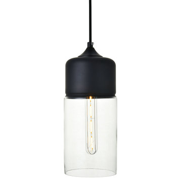 Elegant Lighting LD2240 Ashwell 1 Light 5"W Mini Pendant - Black / Clear