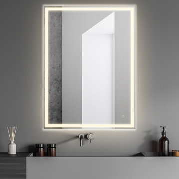 Pax Anti-Fog Front/Back-lit Bathroom Vanity Mirror, Touch Control, Height: 48"