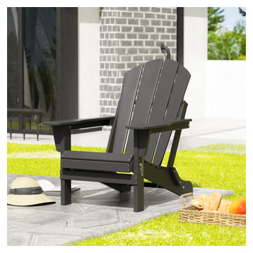 WestinTrends Outdoor Patio Folding Poly HDPE Adirondack Chair Seat, Gray