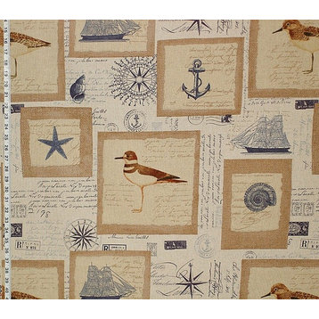 Nautical Fabric Ship Starfish Vintage French Letters, Standard Cut
