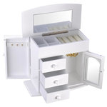 Yescom - Jewelry Box Case Built-In Mirror Ring Earring Necklace Organizer Storage, White - This Jewelry Box is great for organizing and storing rings, earrings, necklaces, bracelet, etc. Made of durable MDF with painting, it looks simple and elegant. It will also be a good decoration.