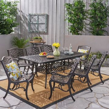 GDF Studio 9-Piece Jody Outdoor 8-Seater 64"-81" Dining Set With Expandable T