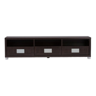 Gerhardine Dark Brown Wood 3 Drawer TV Cabinet Contemporary