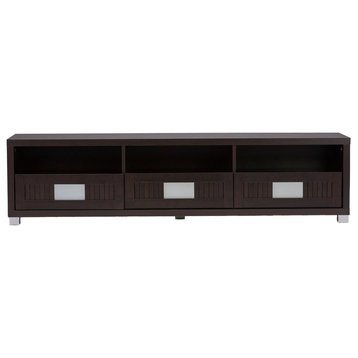 Gerhardine Dark Brown Wood 3-Drawer TV Cabinet