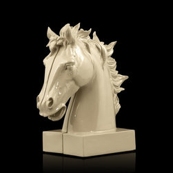 Emissarius Ivory Horse Bookends - Bookends