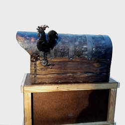 Rustic mailbox with the rooster flag - Mailboxes